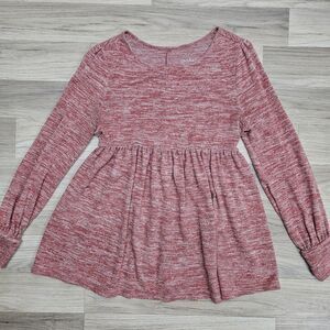 Isabel Maternity Womens Salmon Colored Longsleeve Baby Doll Shirt Top Small